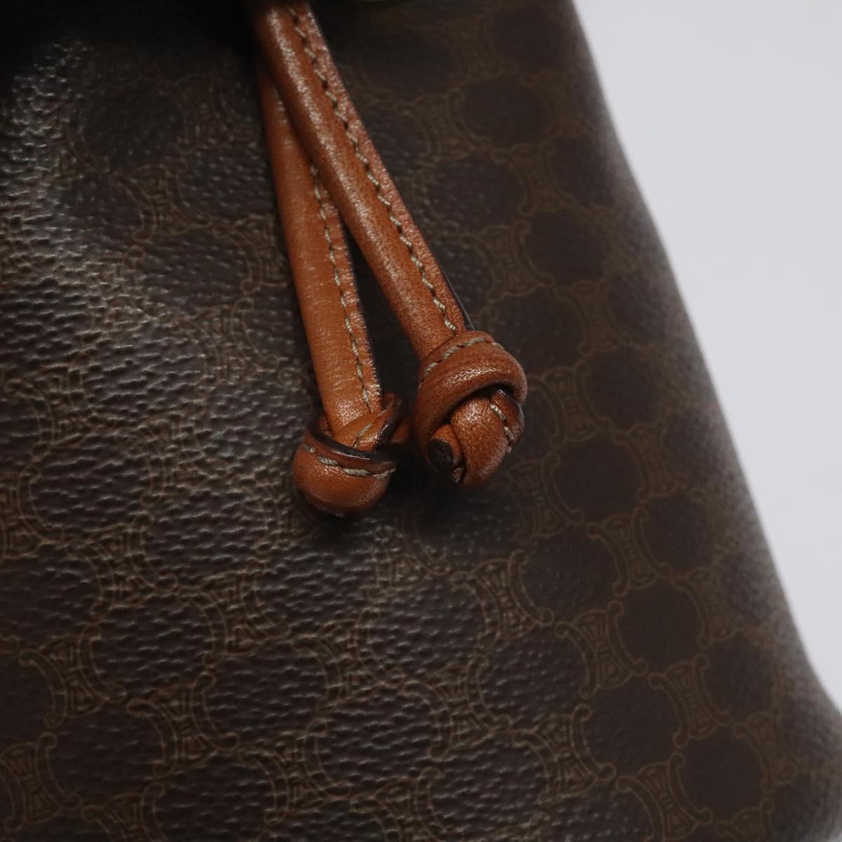 CELINE Macadam Canvas Shoulder Bag PVC Leather Brown Auth 113406