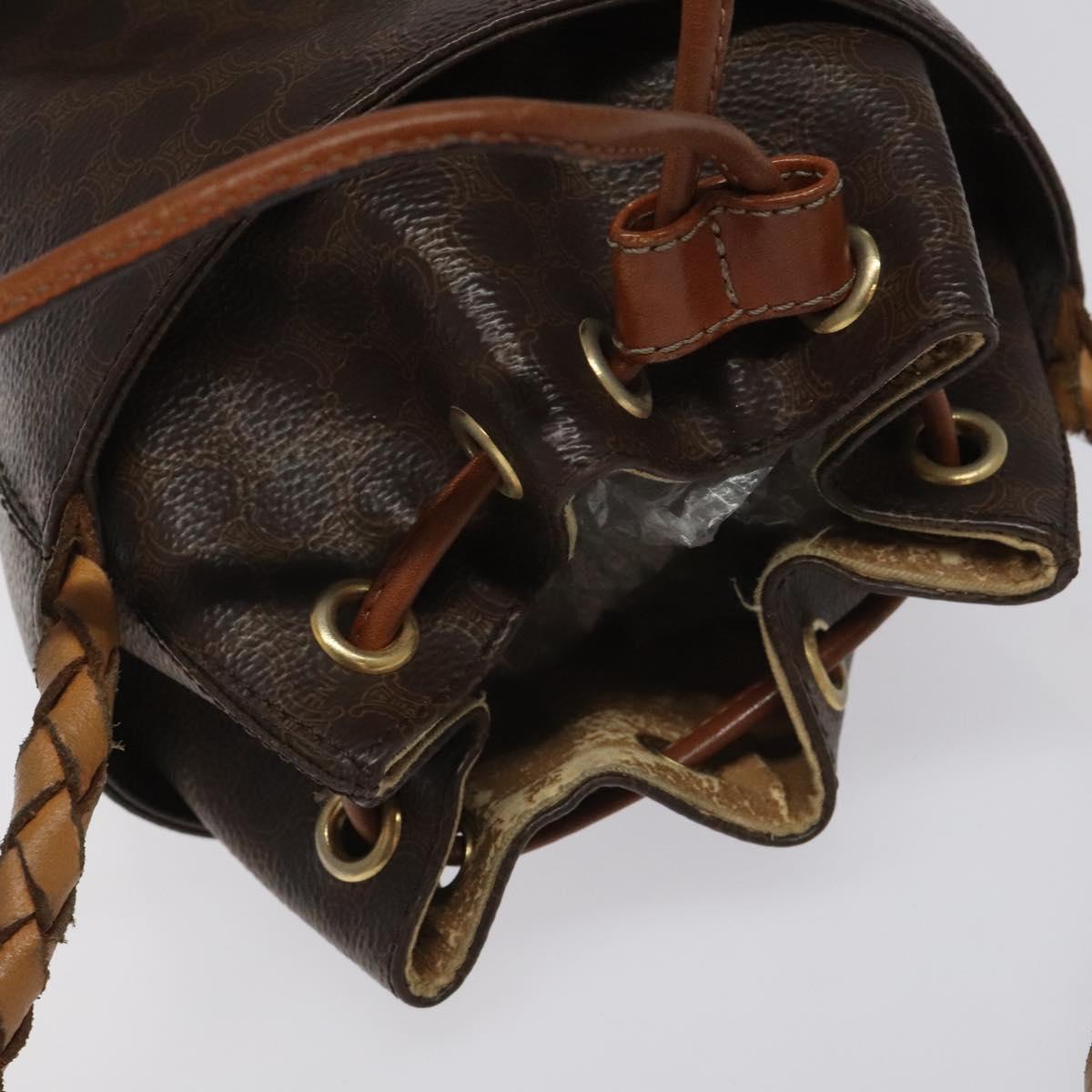 CELINE Macadam Canvas Shoulder Bag PVC Leather Brown Auth 113406