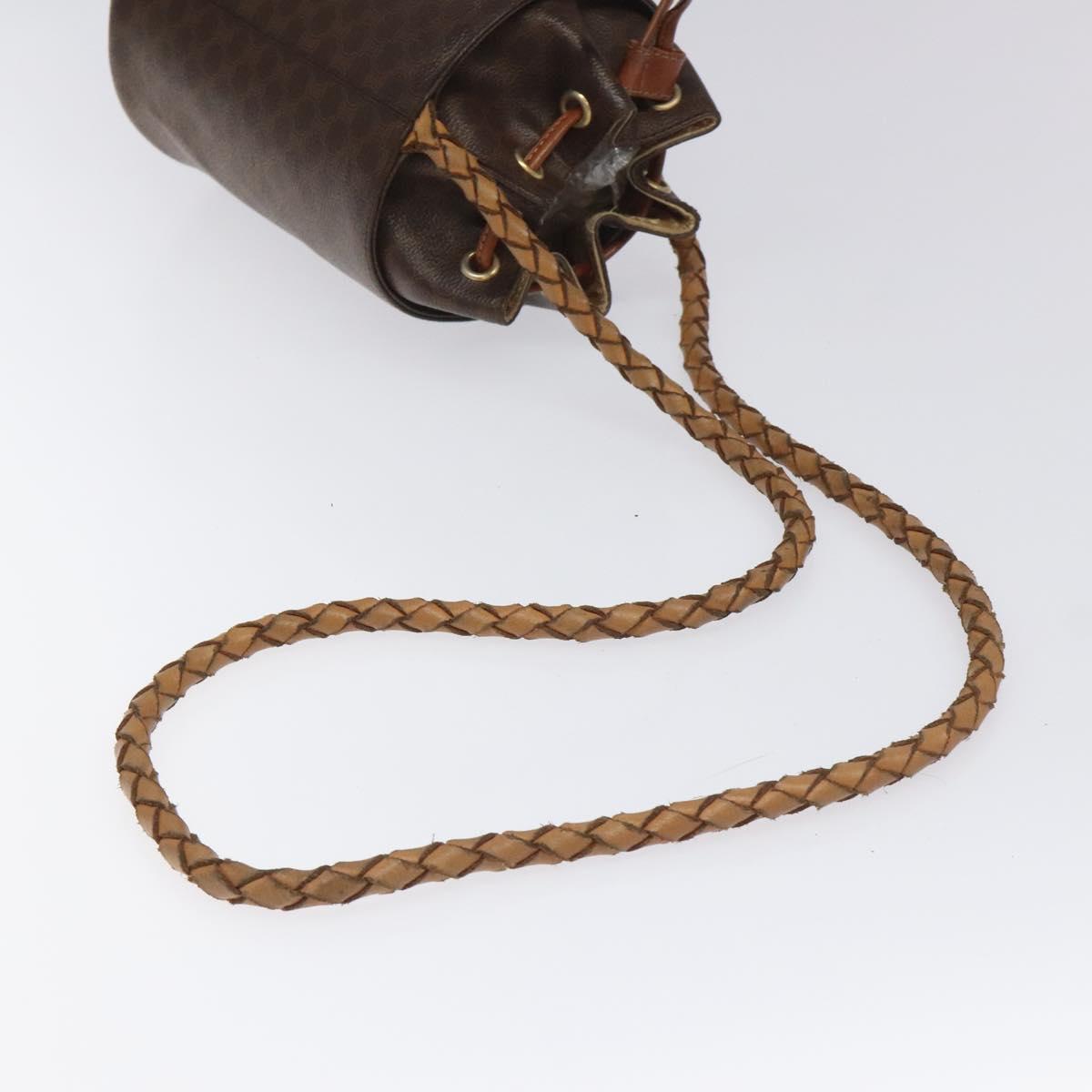 CELINE Macadam Canvas Shoulder Bag PVC Leather Brown Auth 113406