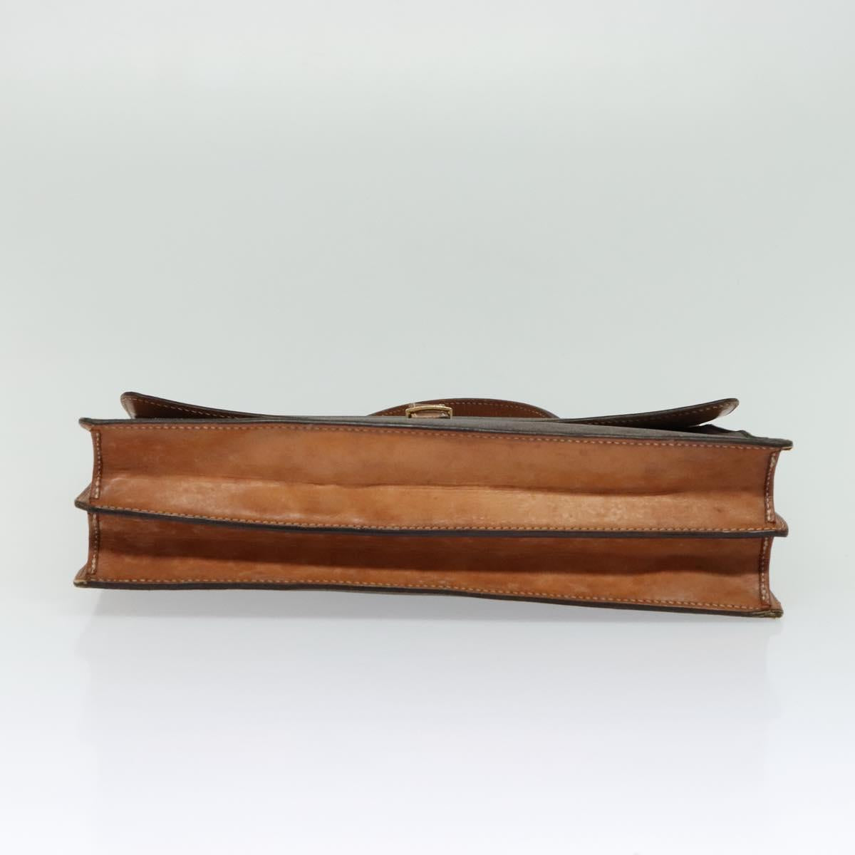 CELINE Macadam Canvas Business Bag PVC Leather Brown Gold Auth 113439