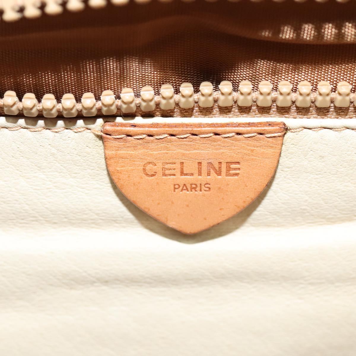 CELINE Macadam Canvas Business Bag PVC Leather Brown Gold Auth 113439