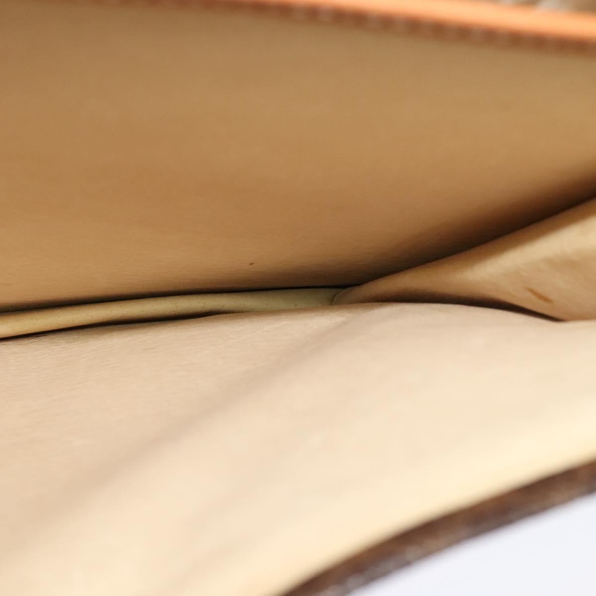 CELINE Macadam Canvas Business Bag PVC Leather Brown Gold Auth 113439