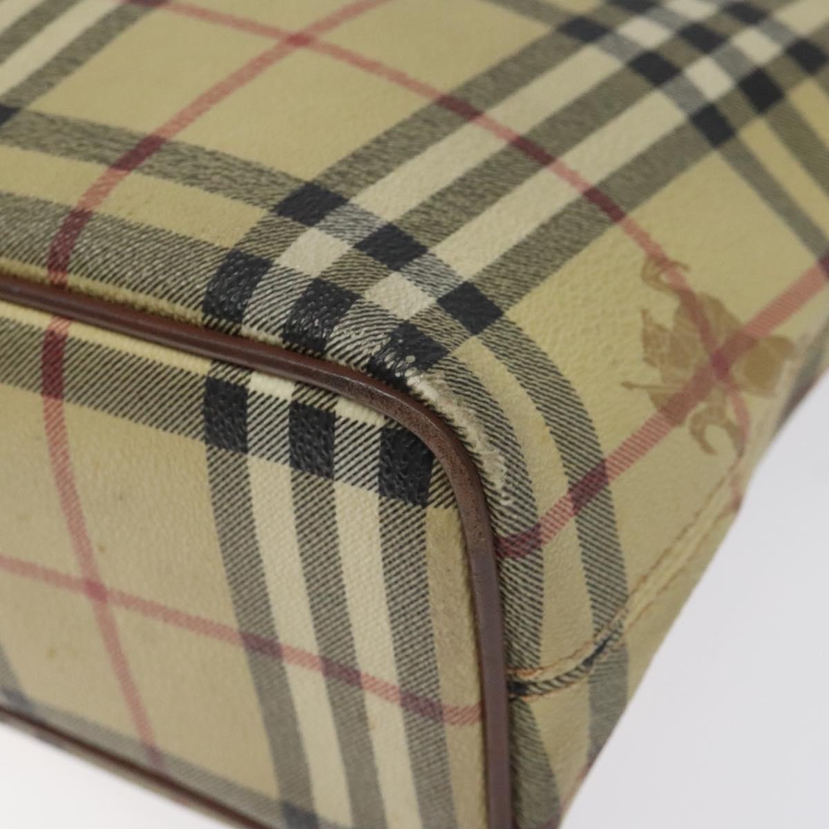 BURBERRY Nova Check Tote Bag PVC Leather Beige Auth 113447