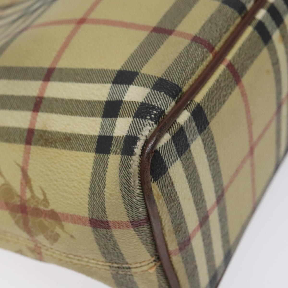 BURBERRY Nova Check Tote Bag PVC Leather Beige Auth 113447