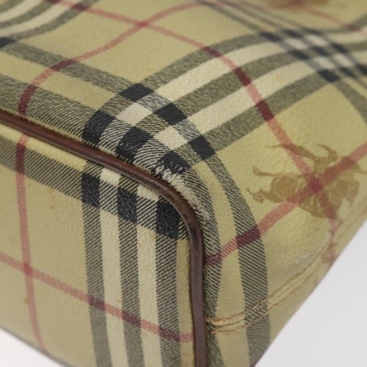 BURBERRY Nova Check Tote Bag PVC Leather Beige Auth 113447