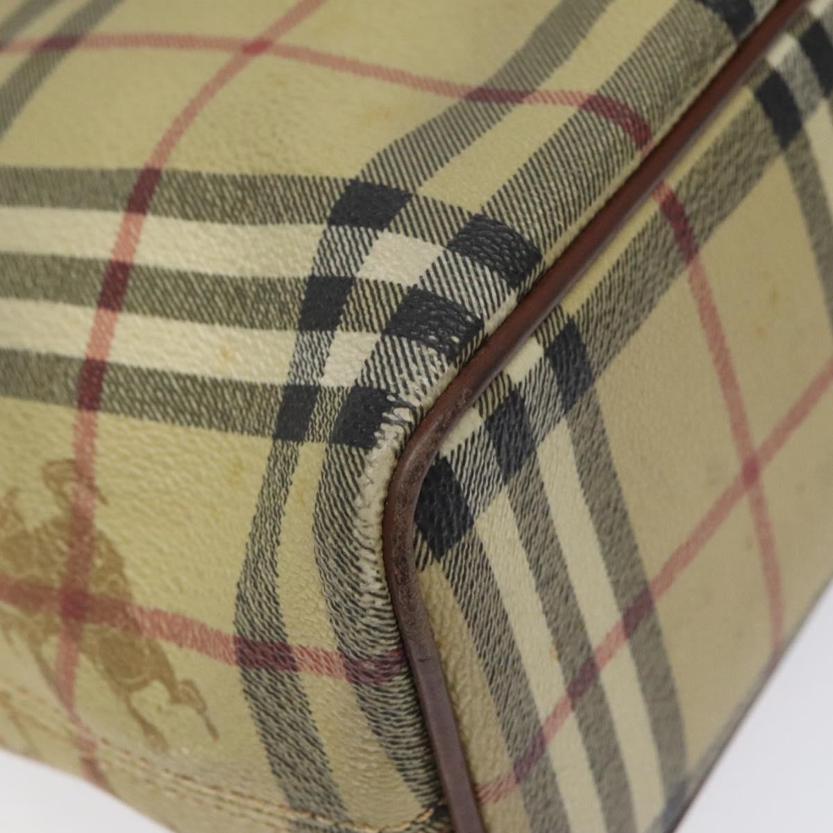 BURBERRY Nova Check Tote Bag PVC Leather Beige Auth 113447