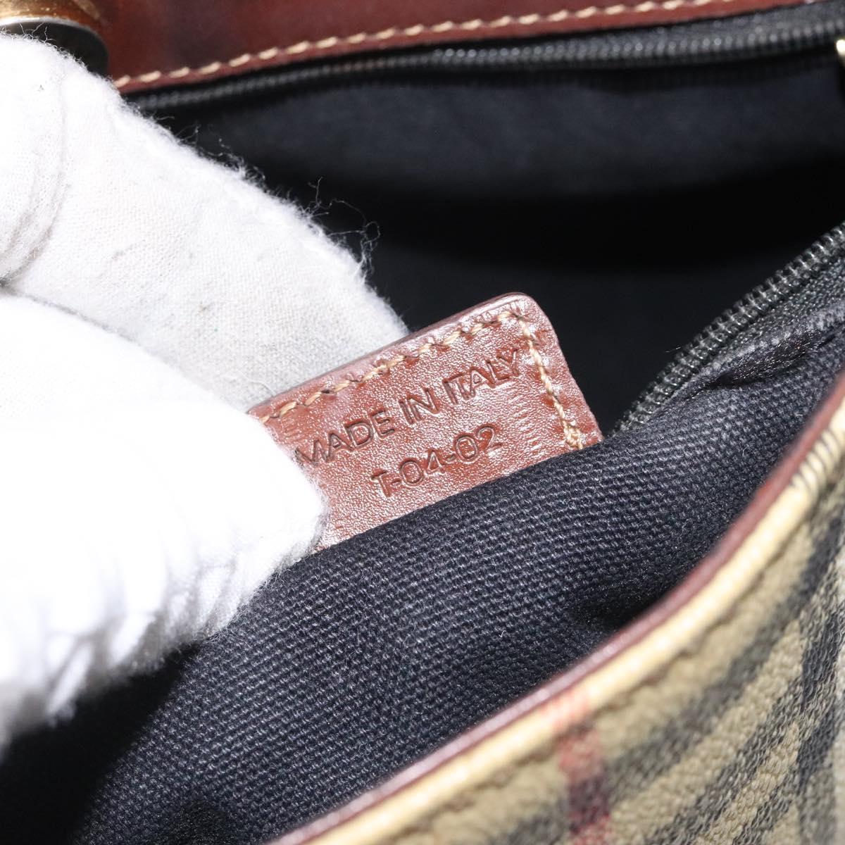 BURBERRY Nova Check Tote Bag PVC Leather Beige Auth 113447