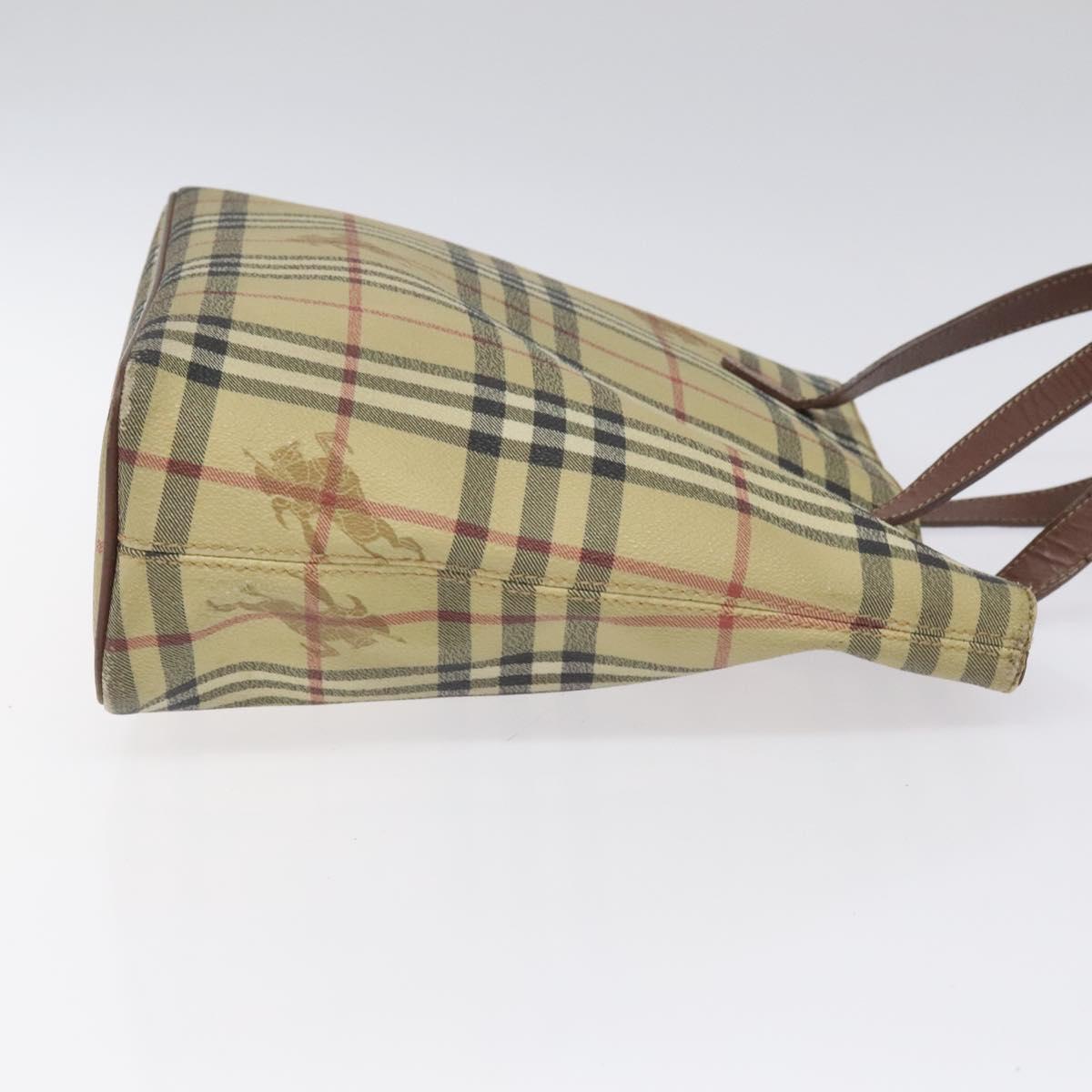 BURBERRY Nova Check Tote Bag PVC Leather Beige Auth 113447