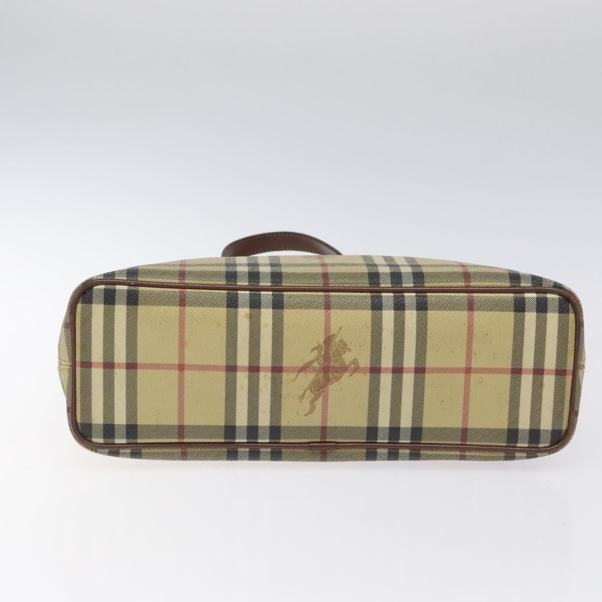 BURBERRY Nova Check Tote Bag PVC Leather Beige Auth 113447