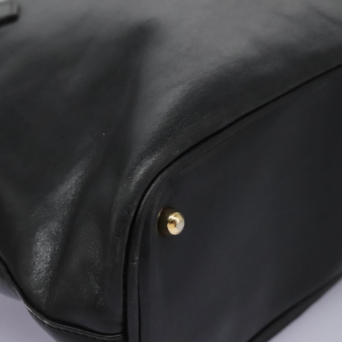GUCCI Bamboo Hand Bag Leather 2way Black Gold 000 1186 0289 Auth 113468