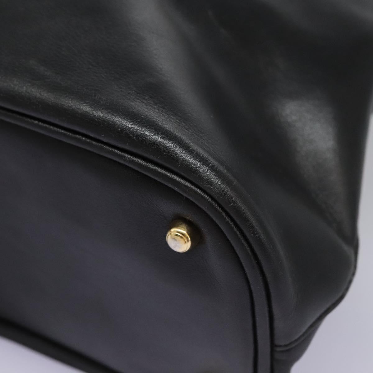 GUCCI Bamboo Hand Bag Leather 2way Black Gold 000 1186 0289 Auth 113468
