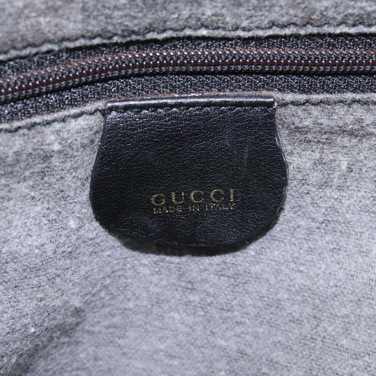 GUCCI Bamboo Hand Bag Leather 2way Black Gold 000 1186 0289 Auth 113468