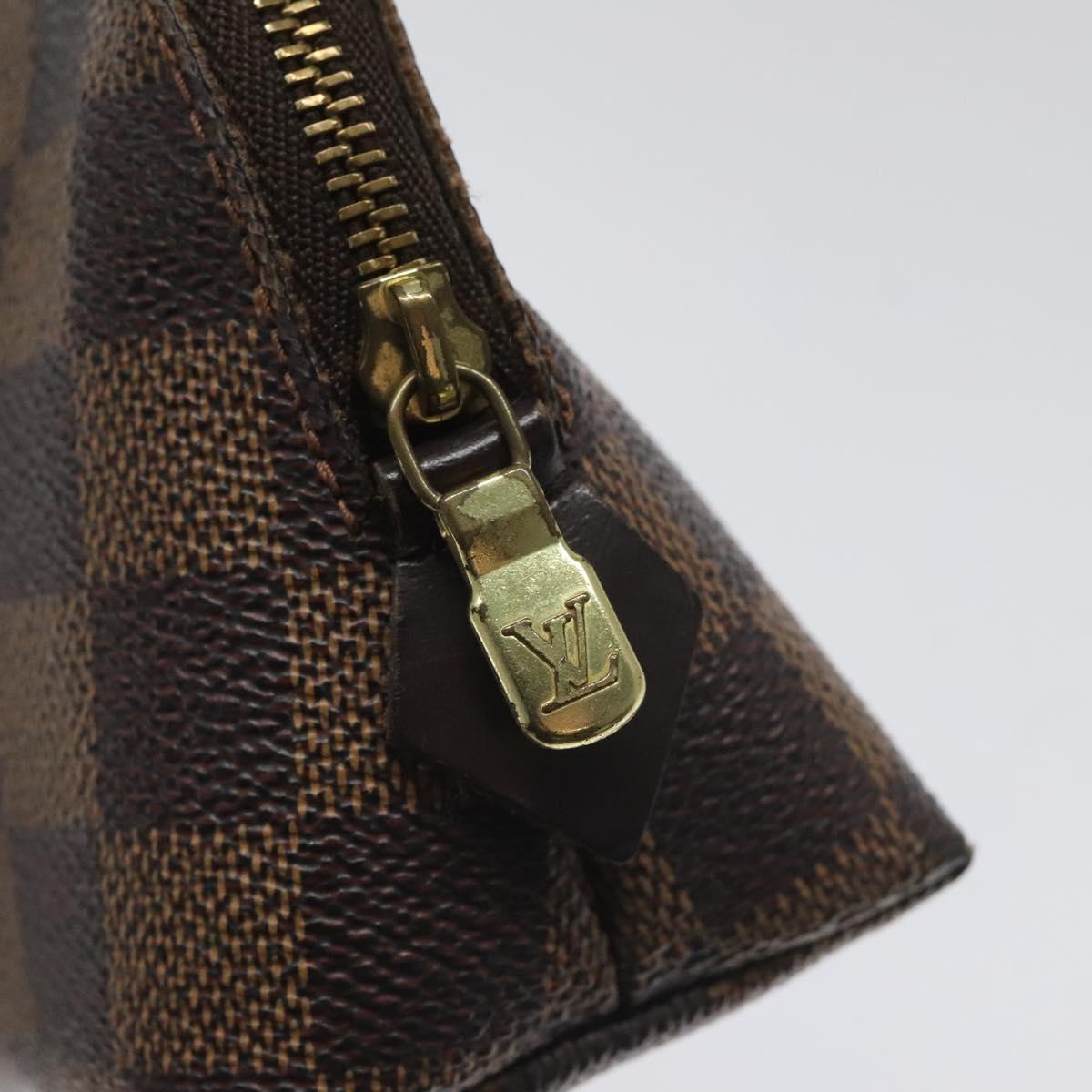 LOUIS VUITTON Damier Ebene Pochette Cosmetic PM Pouch N47516 LV Auth 113477
