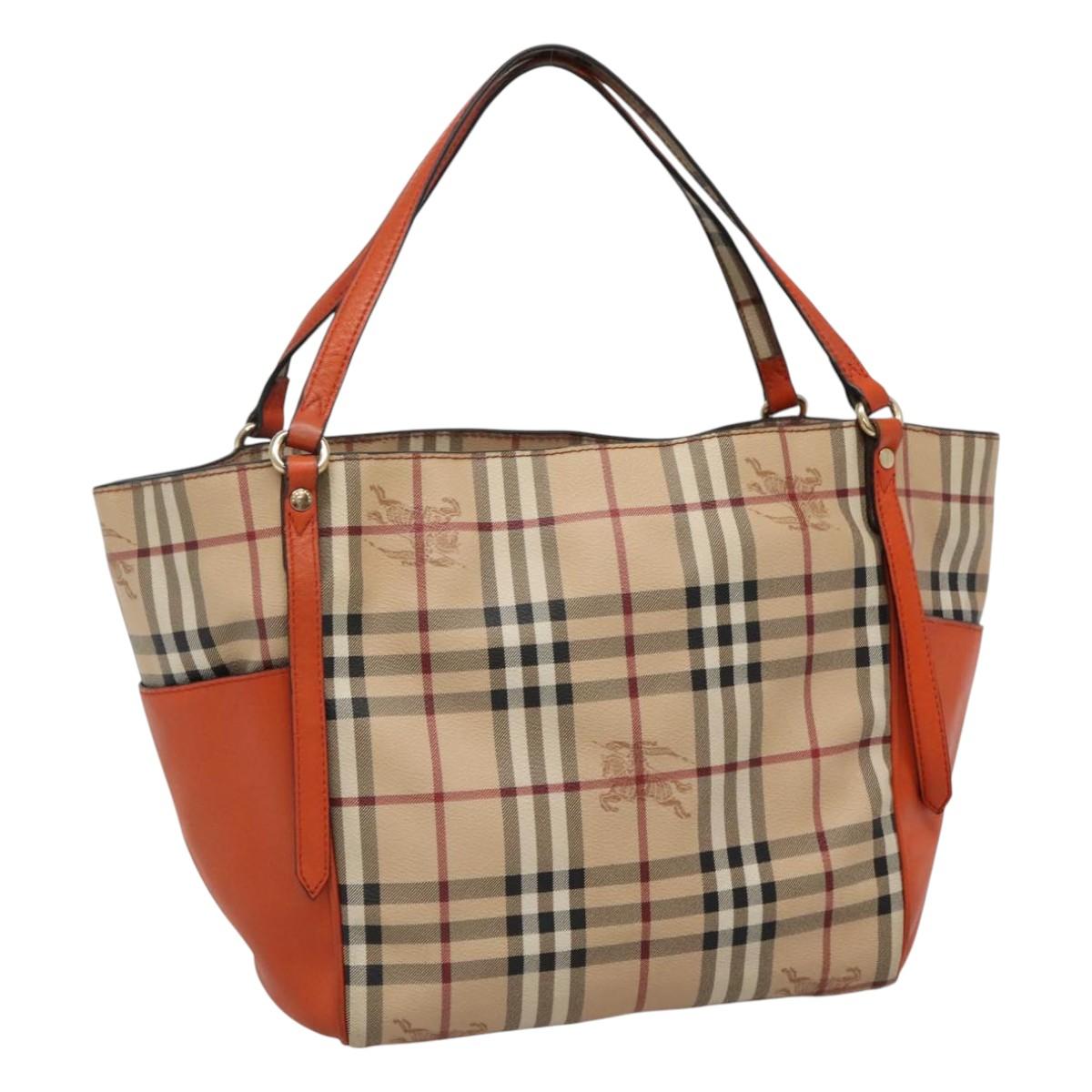 BURBERRY Nova Check Tote Bag PVC Beige Auth 113501