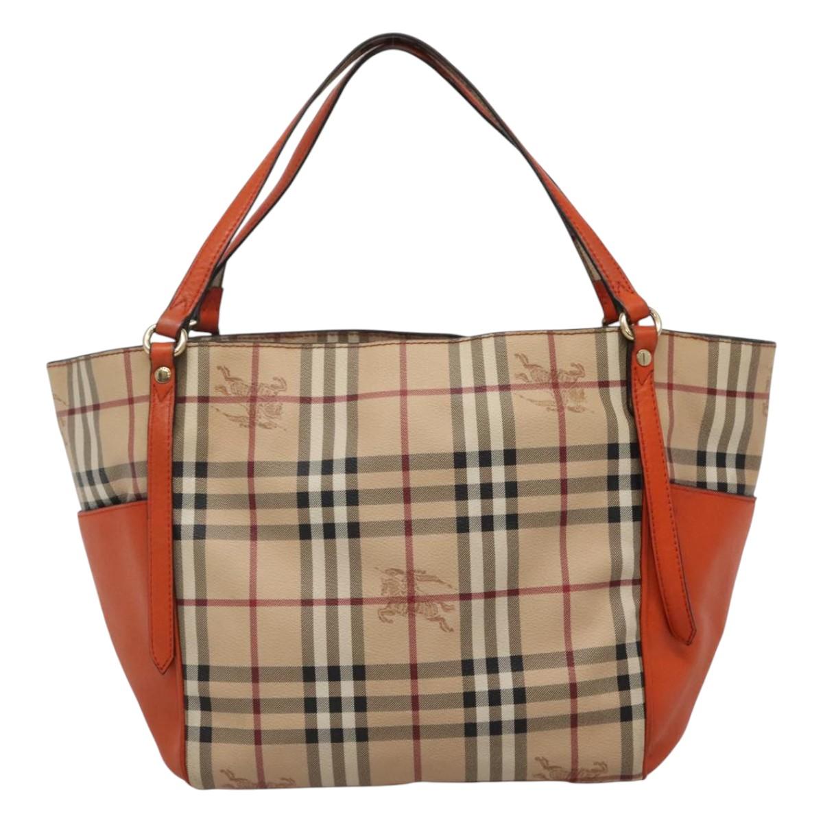 BURBERRY Nova Check Tote Bag PVC Beige Auth 113501