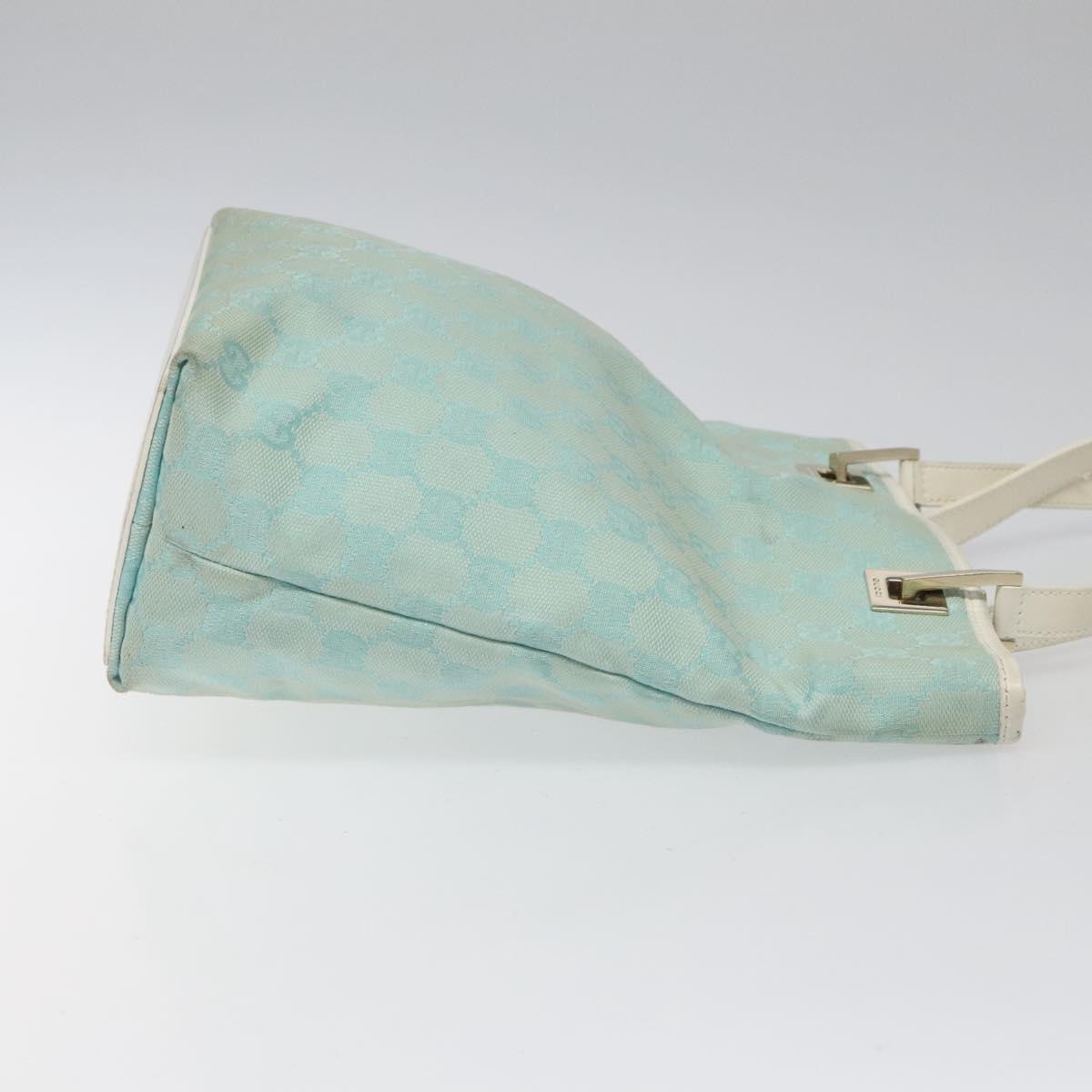 GUCCI GG Canvas Tote Bag Light Blue Gold 002 1099 Auth 113505