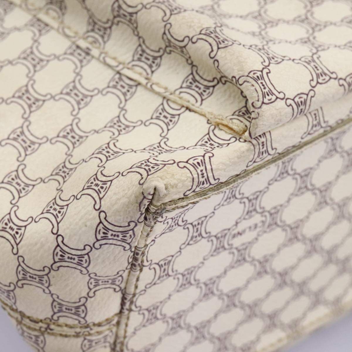 CELINE Macadam Canvas Shoulder Bag PVC Leather White Auth 113508