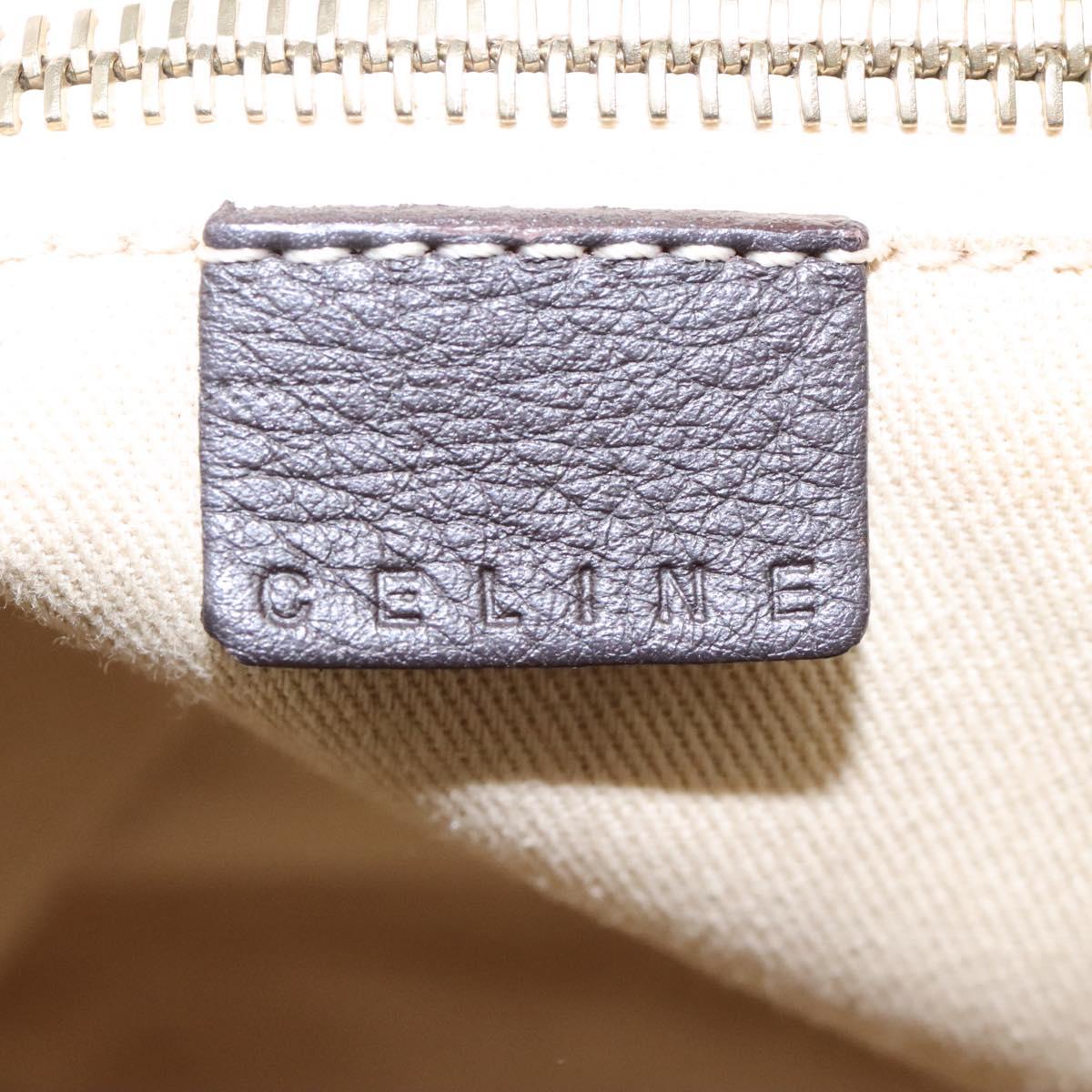 CELINE Macadam Canvas Shoulder Bag PVC Leather White Auth 113508