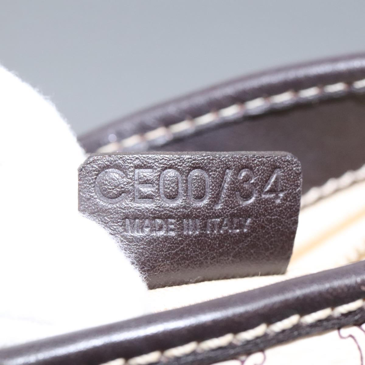 CELINE Macadam Canvas Shoulder Bag PVC Leather White Auth 113508