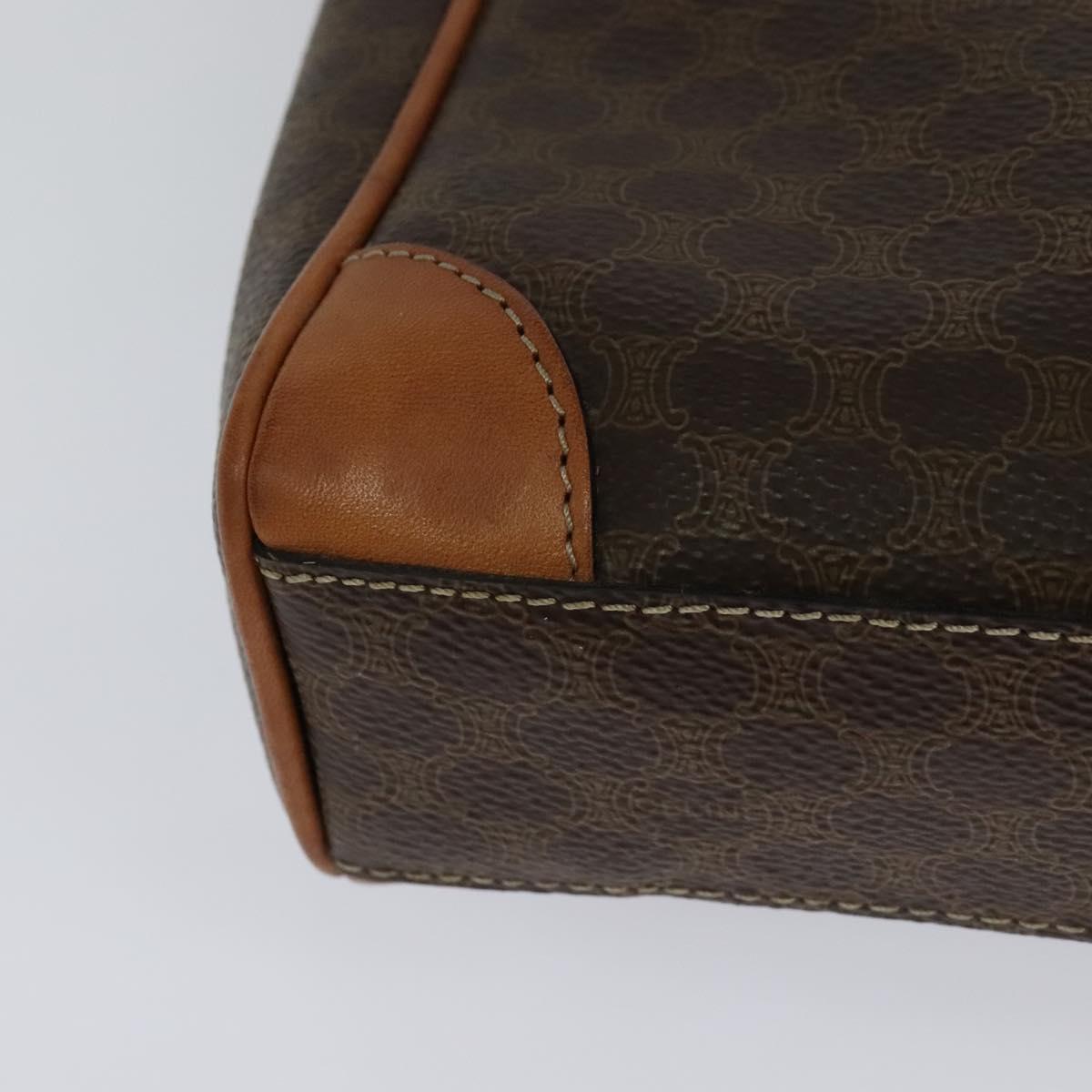 CELINE Macadam Canvas Shoulder Bag PVC Brown Gold Auth 113509