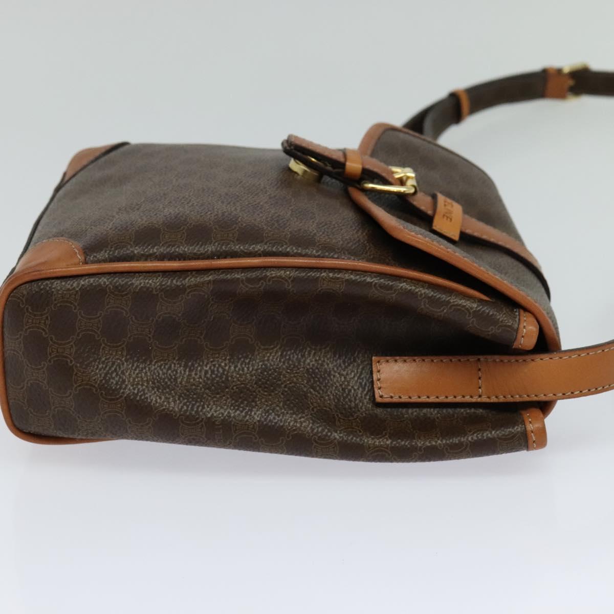 CELINE Macadam Canvas Shoulder Bag PVC Brown Gold Auth 113509
