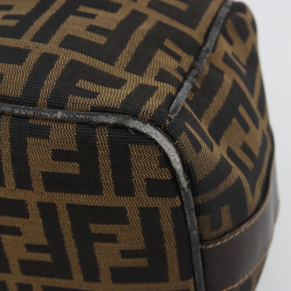 FENDI Zucca Canvas Hand Bag Brown Black Auth 113512