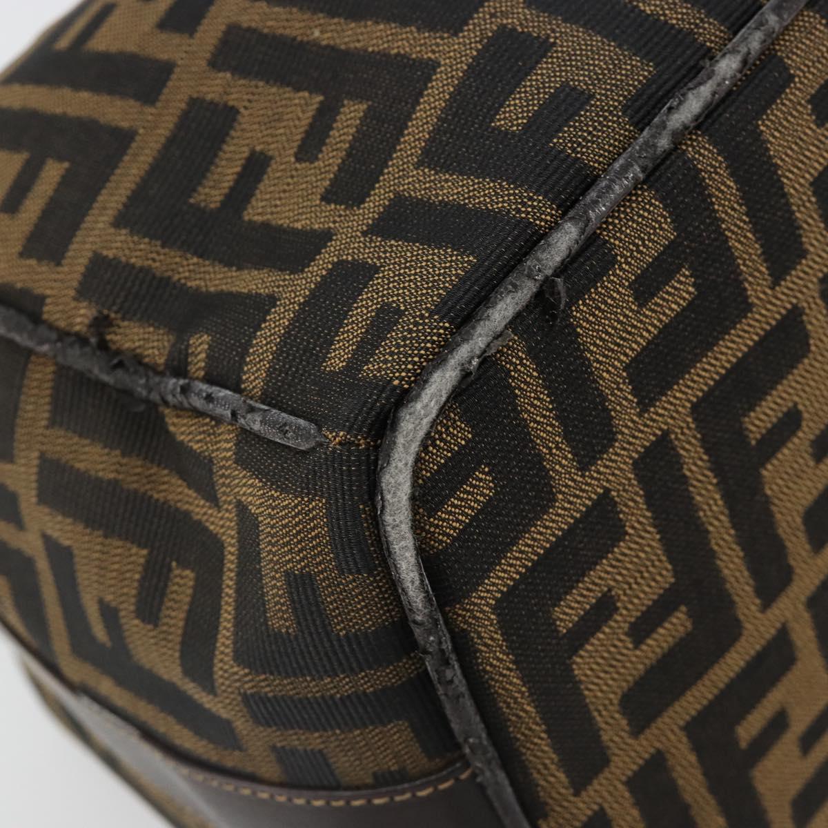 FENDI Zucca Canvas Hand Bag Brown Black Auth 113512