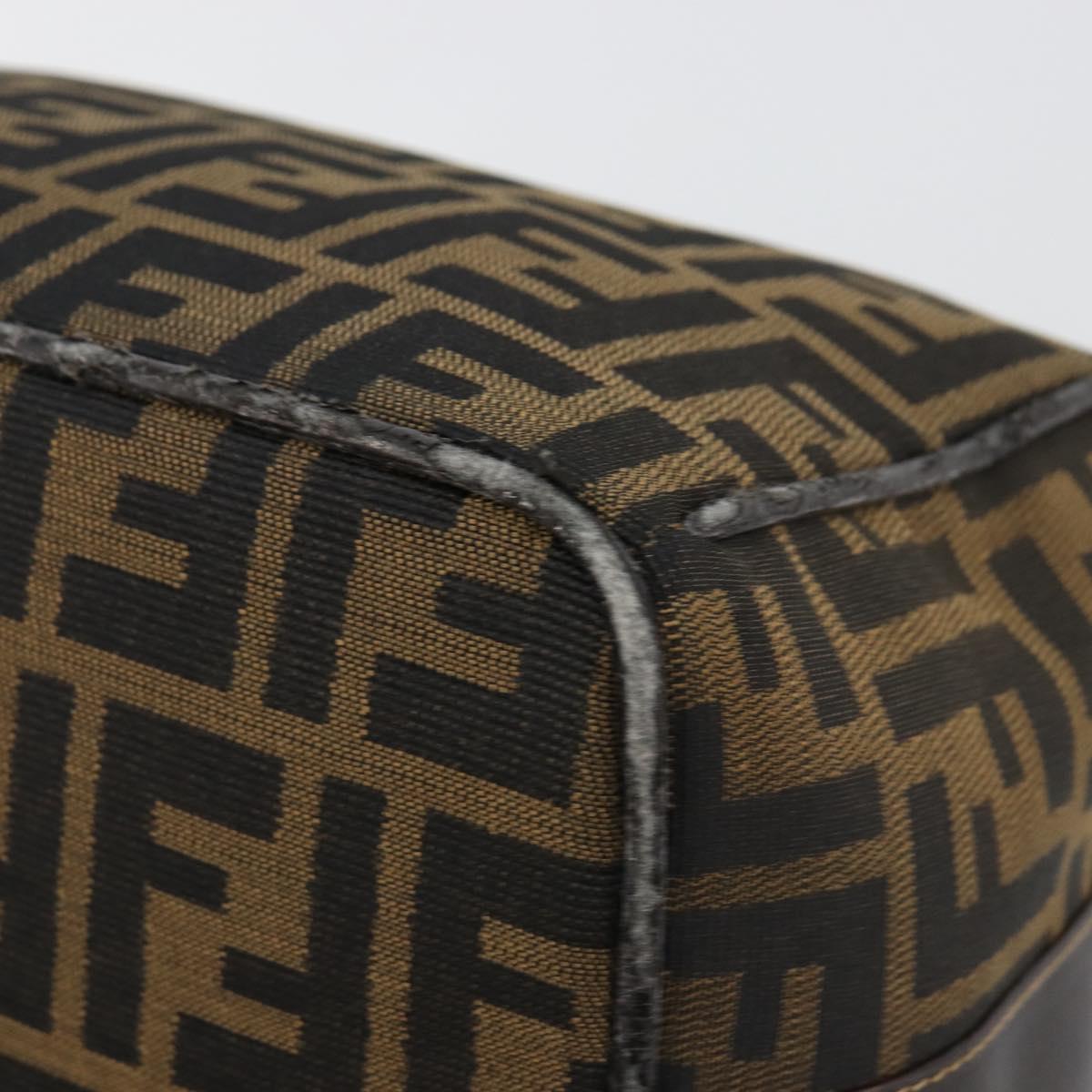 FENDI Zucca Canvas Hand Bag Brown Black Auth 113512