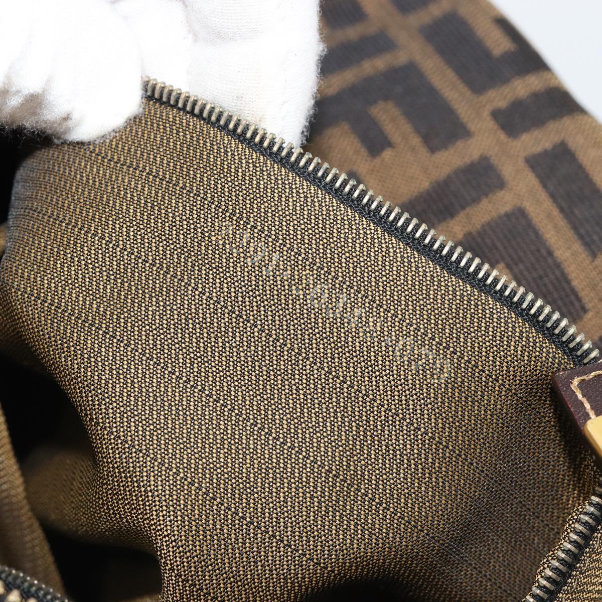 FENDI Zucca Canvas Hand Bag Brown Black Auth 113512
