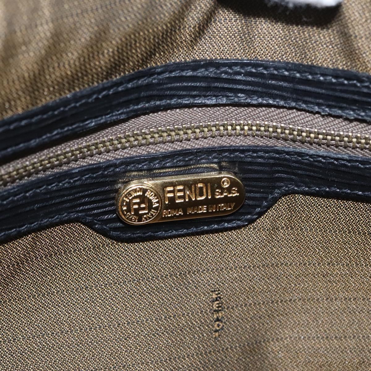 FENDI Zucca Canvas Hand Bag 2way Brown Black gold Auth 113513V