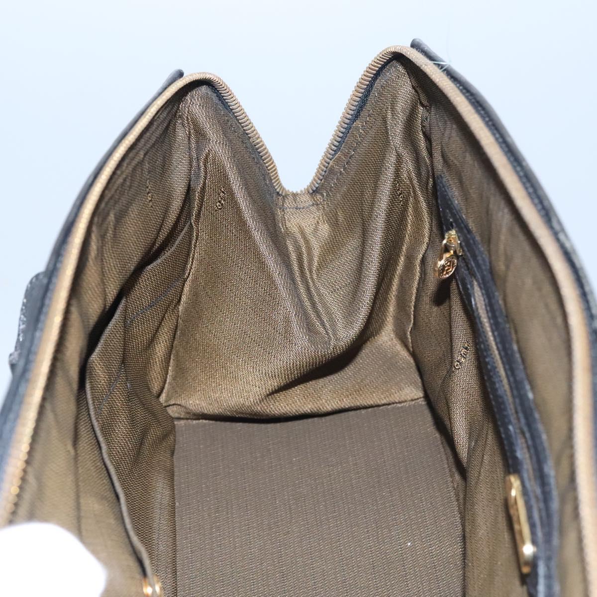 FENDI Zucca Canvas Hand Bag 2way Brown Black gold Auth 113513V