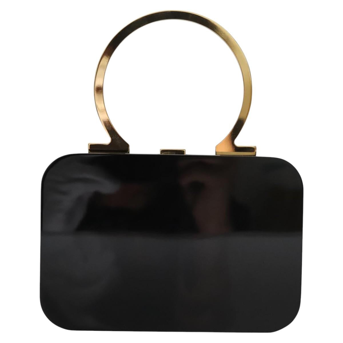 Salvatore Ferragamo Hand Bag plastic Black Auth 113518S