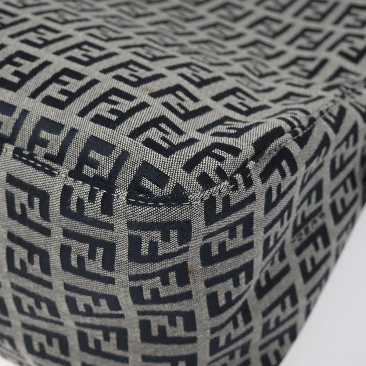 FENDI Zucchino Canvas Mamma Baguette Shoulder Bag Navy Auth 113562V