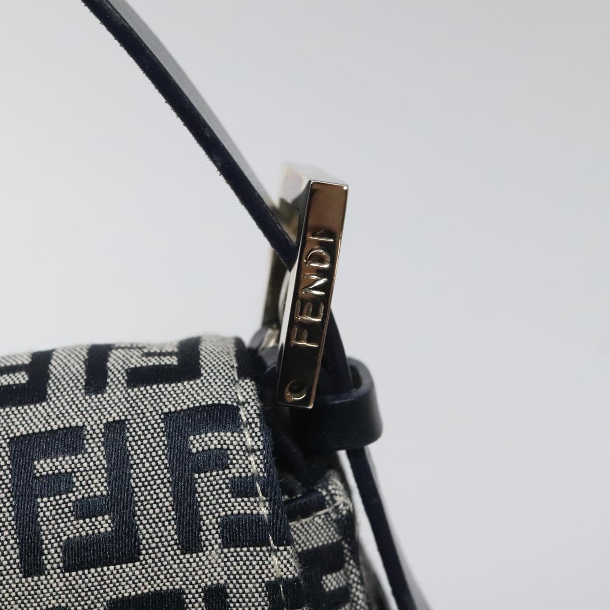 FENDI Zucchino Canvas Mamma Baguette Shoulder Bag Navy Auth 113562V