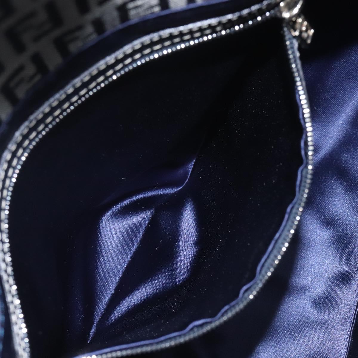 FENDI Zucchino Canvas Mamma Baguette Shoulder Bag Navy Auth 113562V