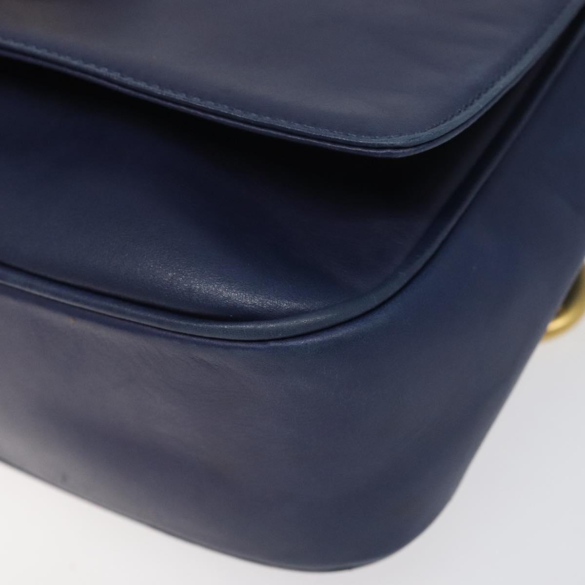 CELINE Shoulder Bag Leather Blue Auth 113569