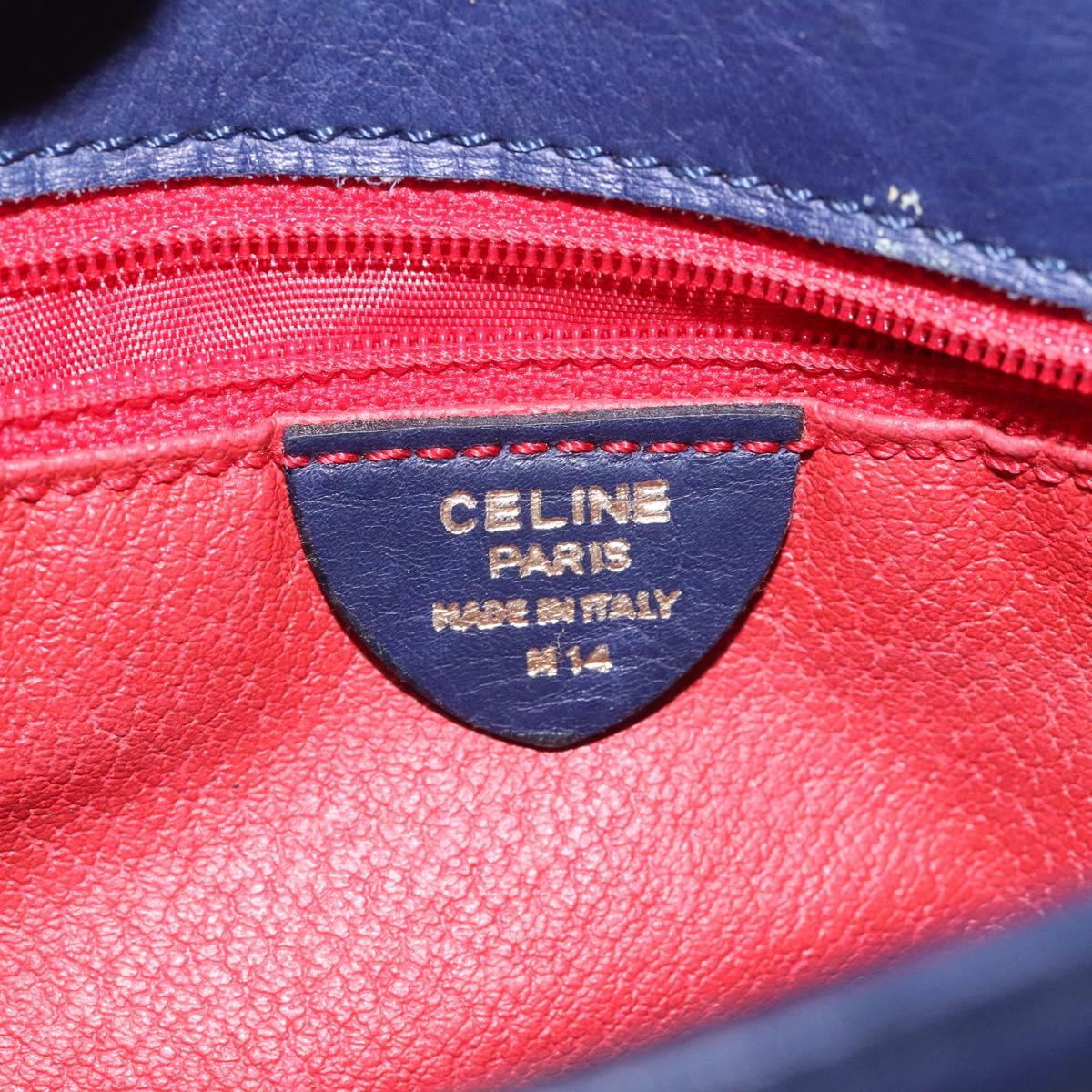 CELINE Shoulder Bag Leather Blue Auth 113569
