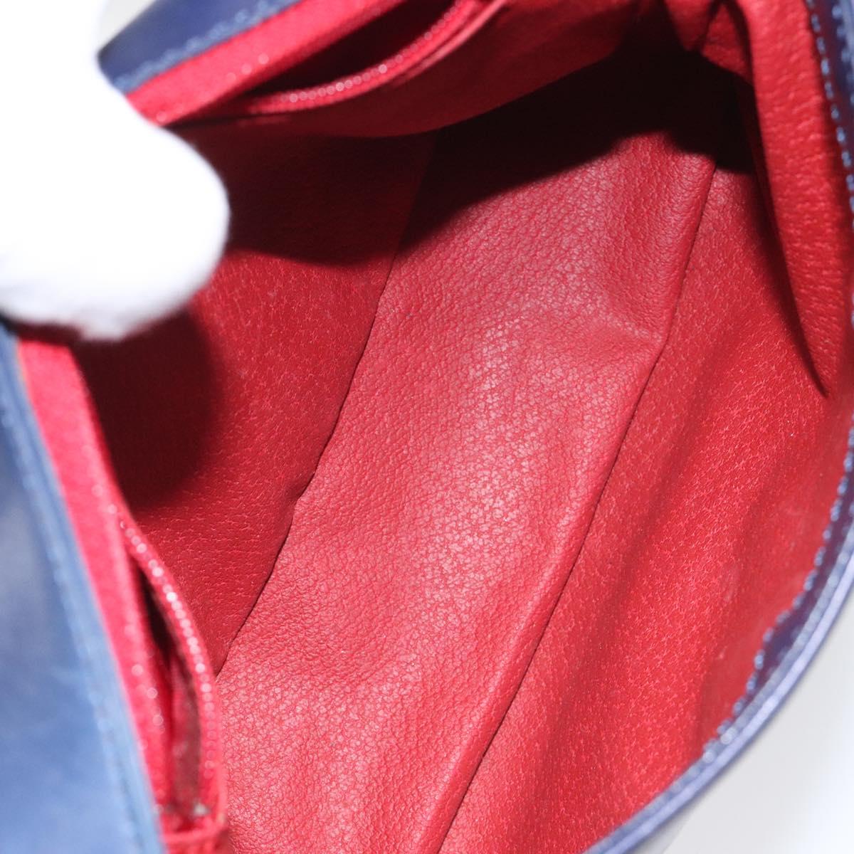 CELINE Shoulder Bag Leather Blue Auth 113569