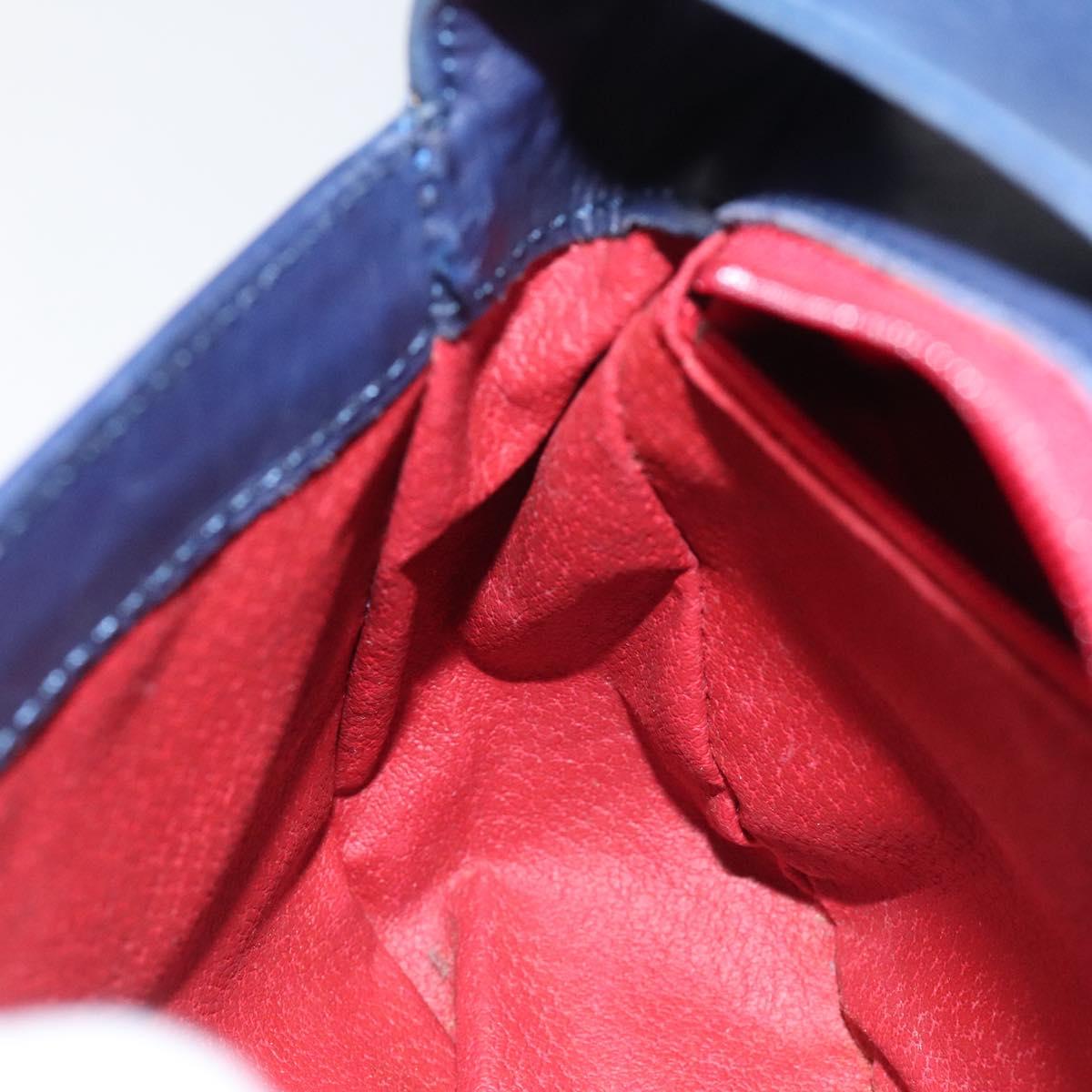 CELINE Shoulder Bag Leather Blue Auth 113569