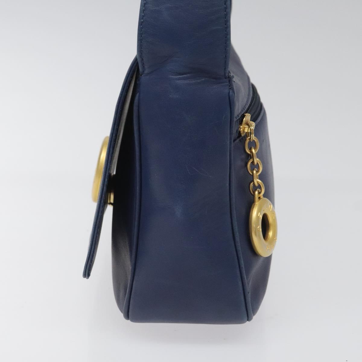 CELINE Shoulder Bag Leather Blue Auth 113569