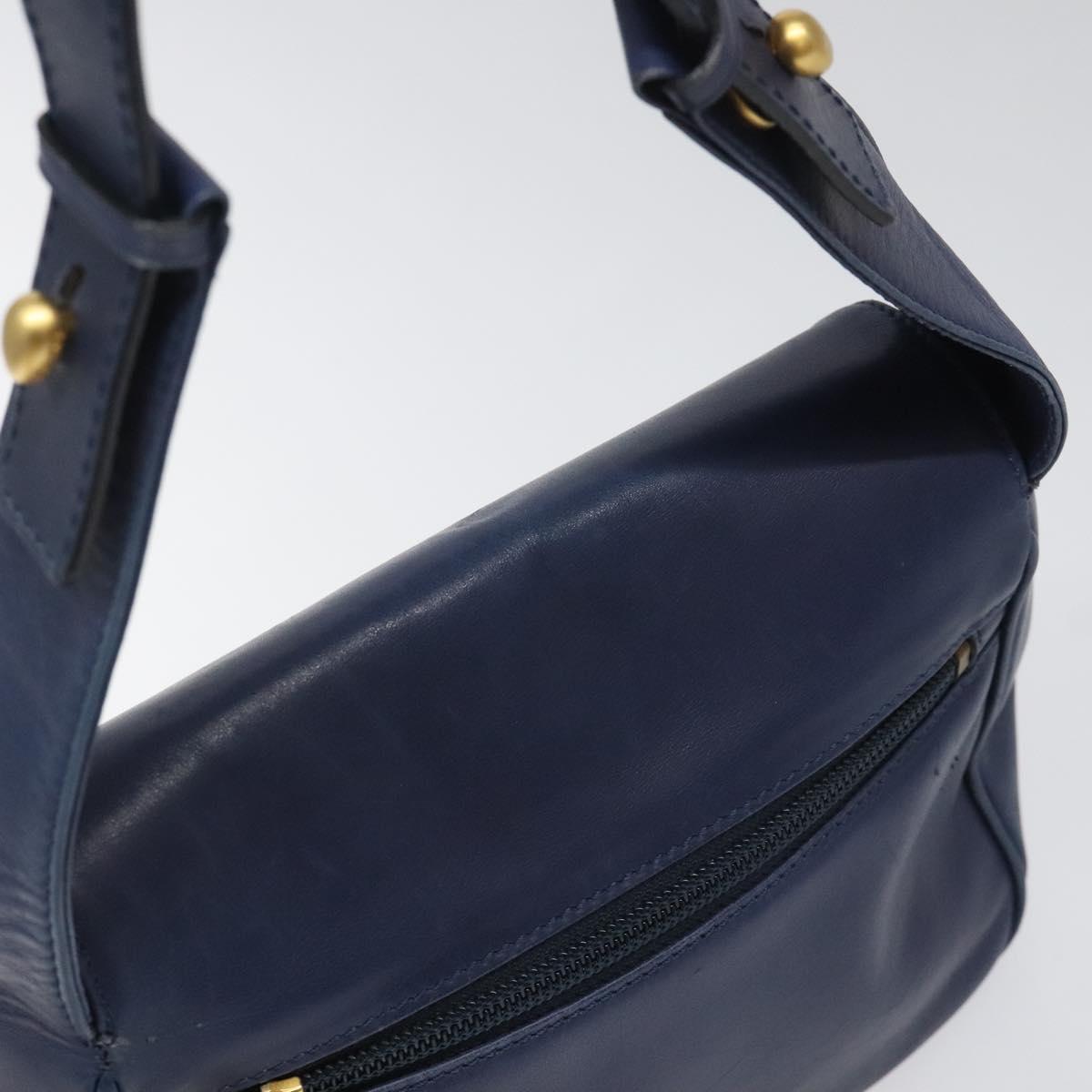 CELINE Shoulder Bag Leather Blue Auth 113569