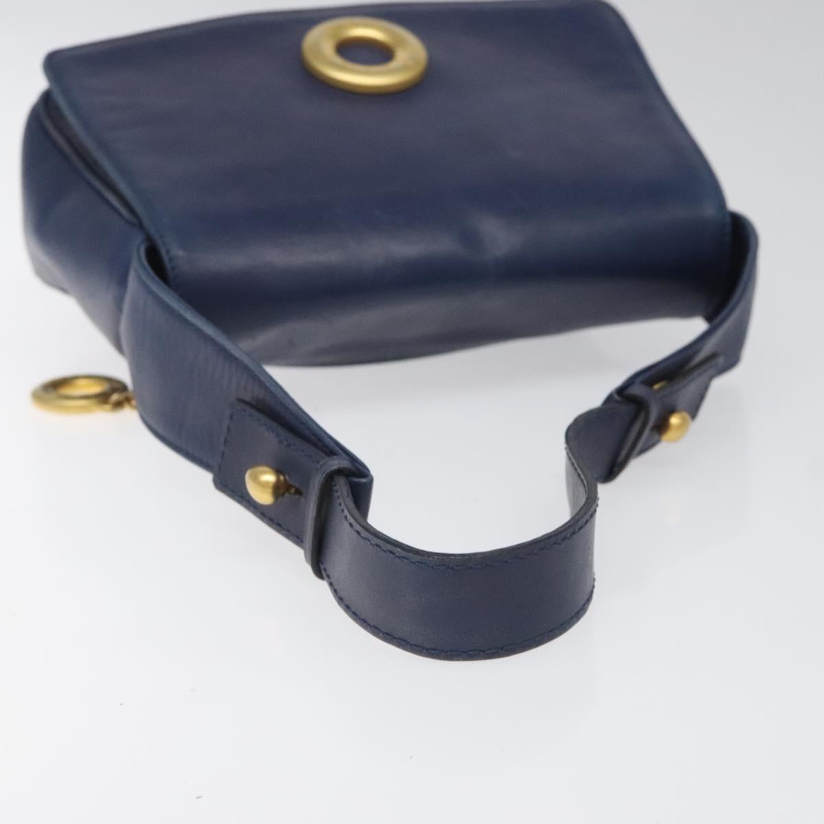 CELINE Shoulder Bag Leather Blue Auth 113569