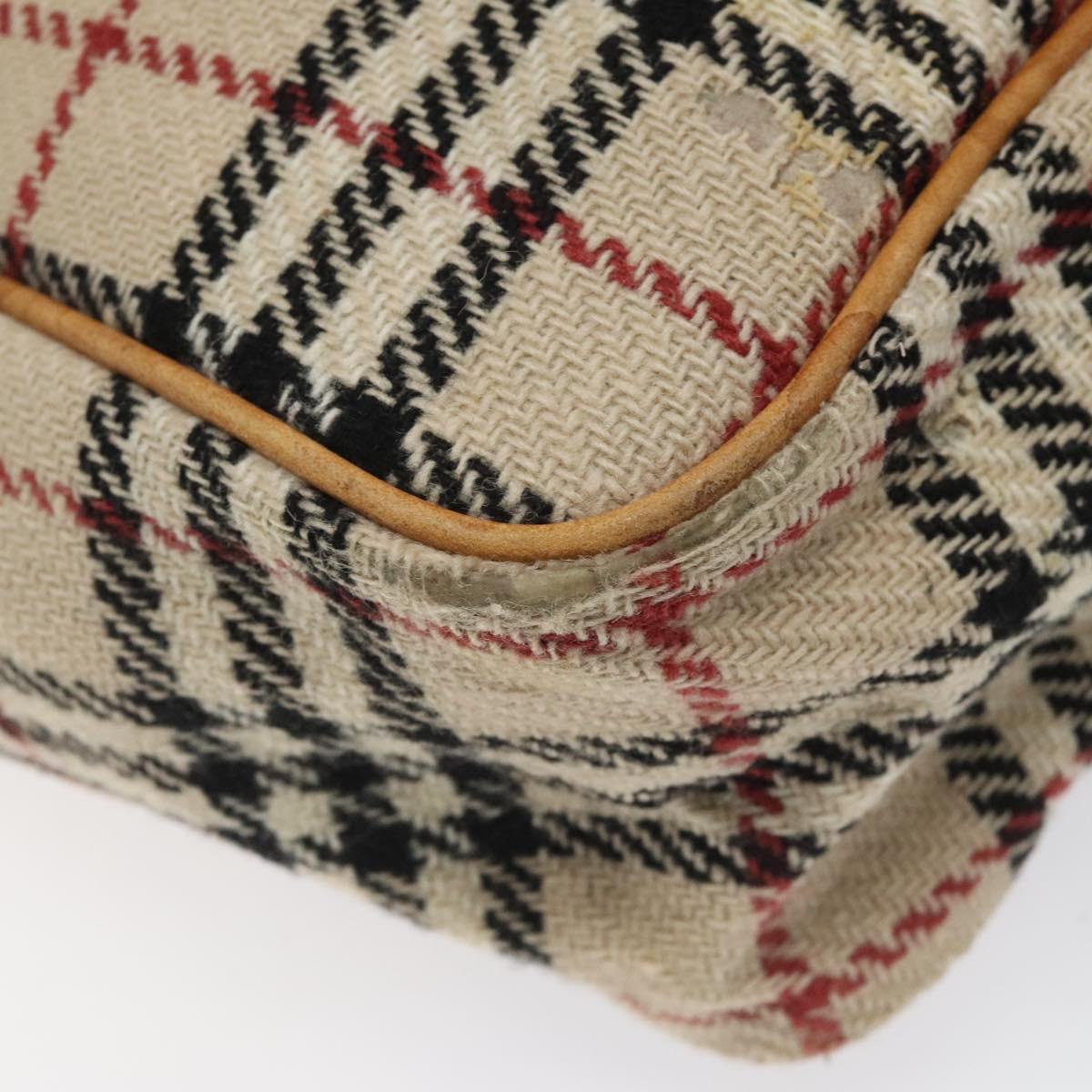 BURBERRY Nova Check Hand Bag Wool Beige Auth 113600