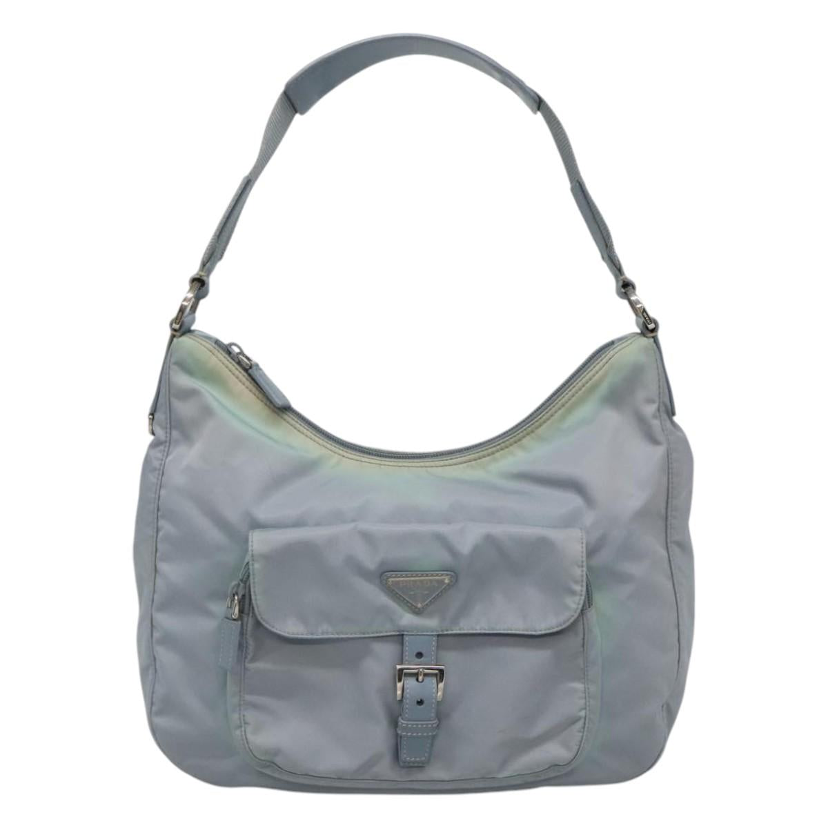 PRADA Shoulder Bag Nylon Light Blue Auth 113631