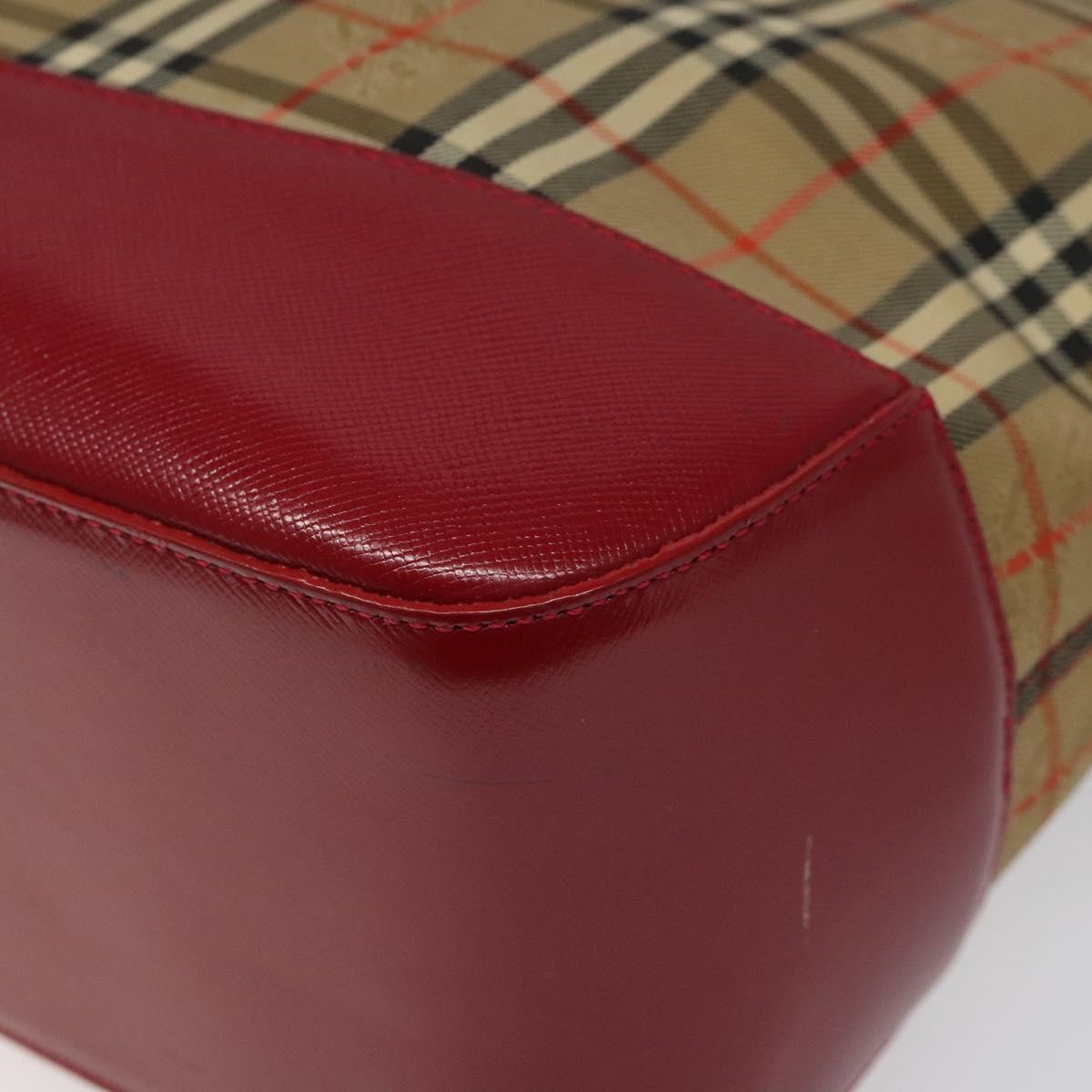 BURBERRY Nova Check Hand Bag Canvas Beige Auth 113637