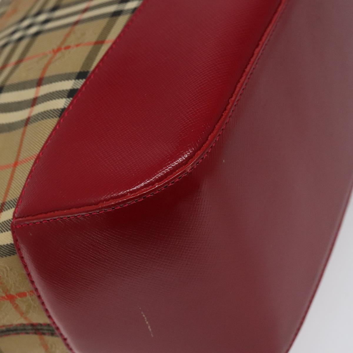 BURBERRY Nova Check Hand Bag Canvas Beige Auth 113637