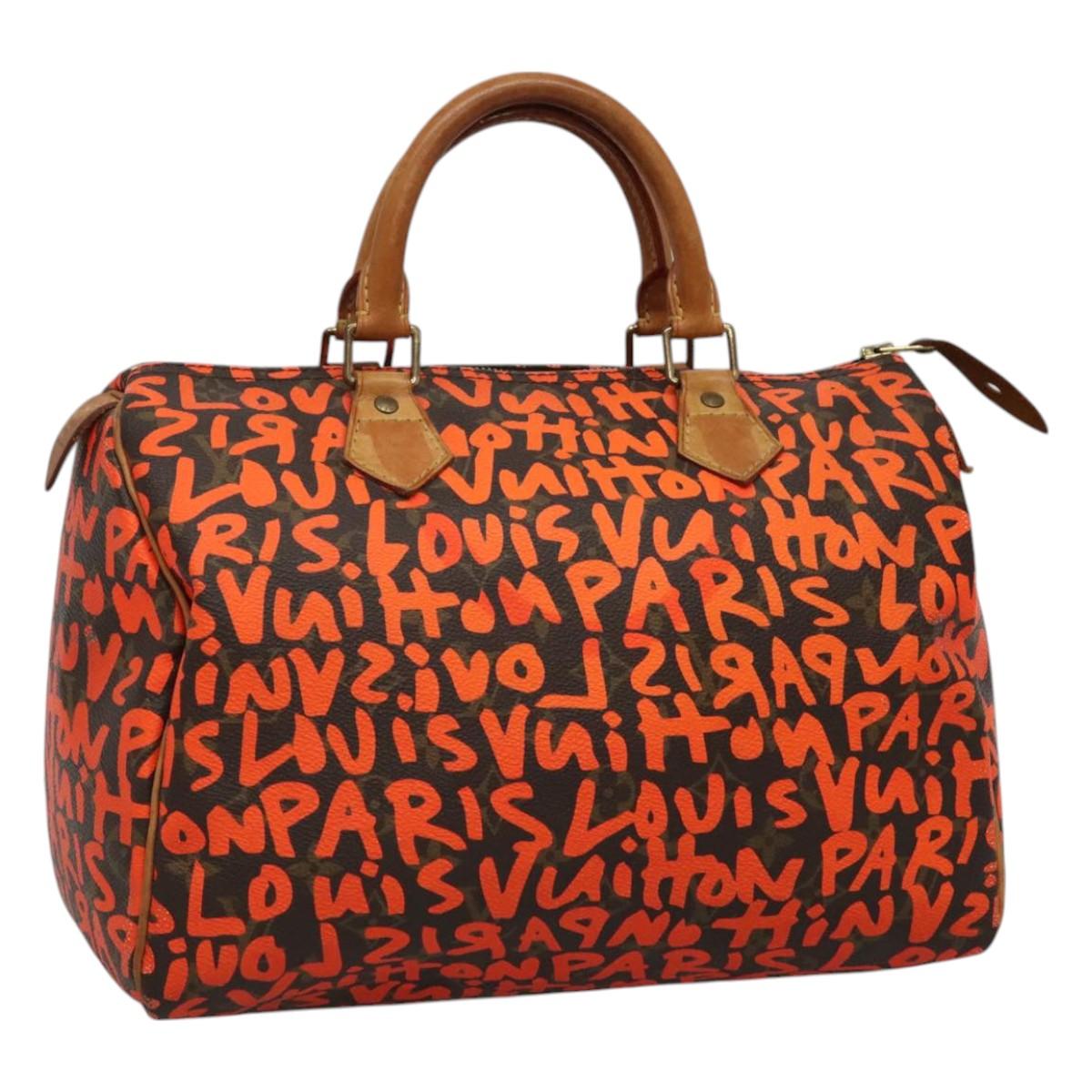 LOUIS VUITTON Monogram Graffiti Speedy 30 Hand Bag Orange M93705 LV Auth 113708A