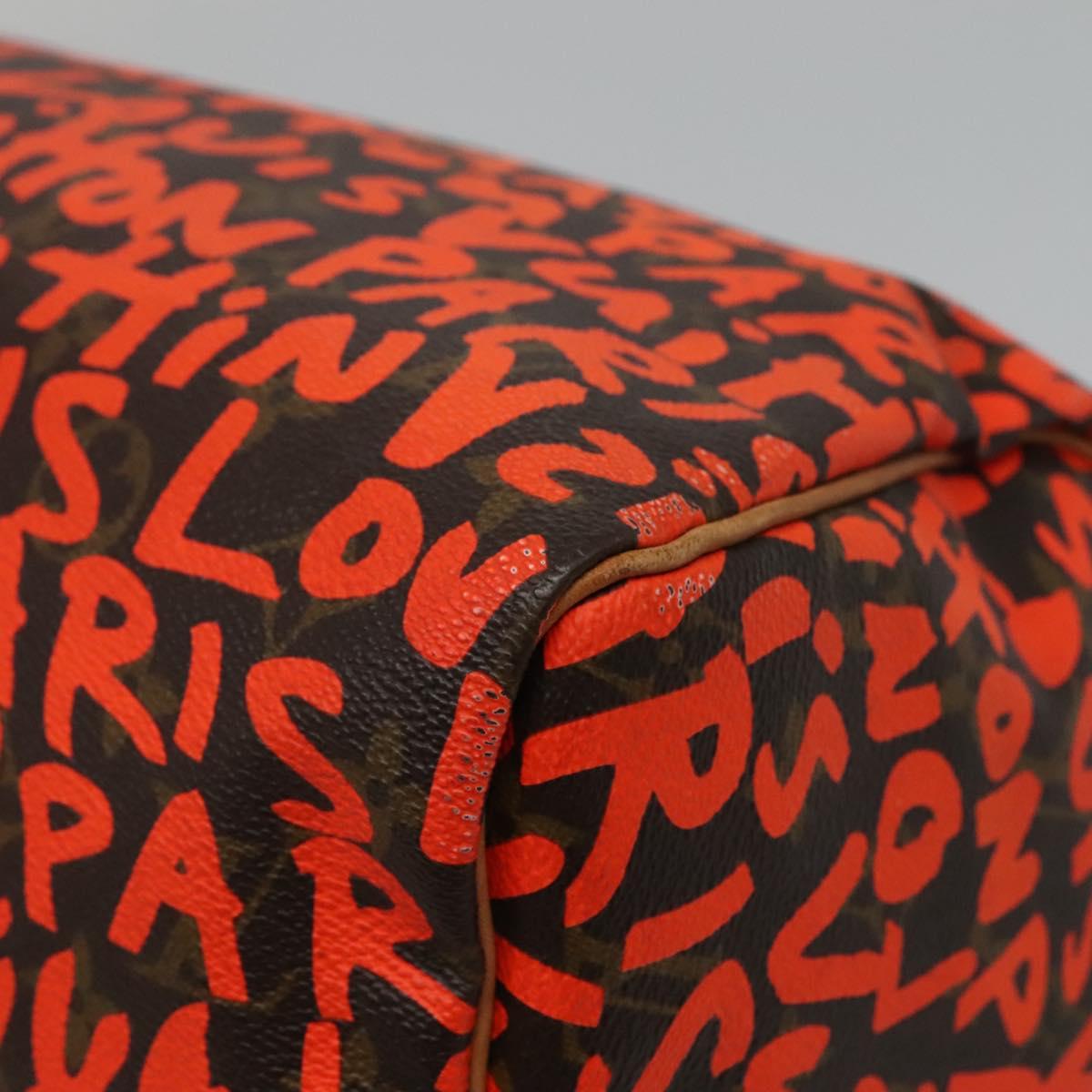 LOUIS VUITTON Monogram Graffiti Speedy 30 Hand Bag Orange M93705 LV Auth 113708A