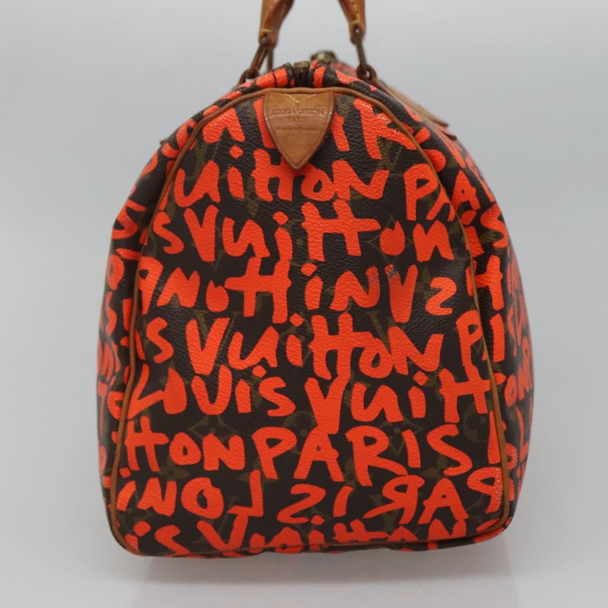 LOUIS VUITTON Monogram Graffiti Speedy 30 Hand Bag Orange M93705 LV Auth 113708A