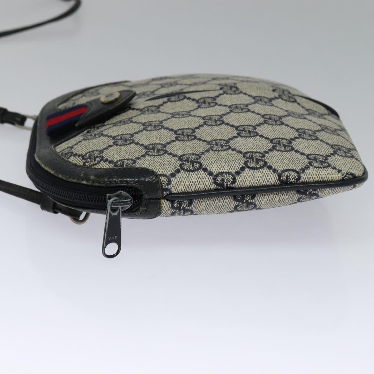GUCCI GG Supreme Sherry Line Shoulder Bag PVC Navy Red 904 02 047 Auth 113720